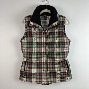 Eddie Bauer ‎ 700 Fill Power Premium Goose Down Puffer Vest Womens Small Plaid